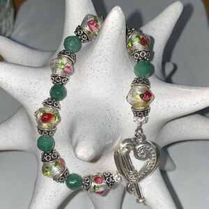 Bella Dolce, Sterling Silver, glass beads & gem bracelet.